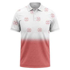 gradient black white custom logo repeat polo shirt