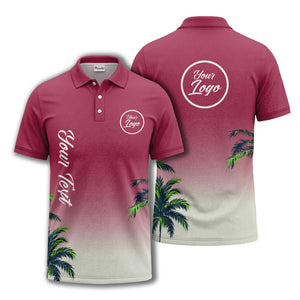 gradient fade palm trees silhouette polo shirt with custom text