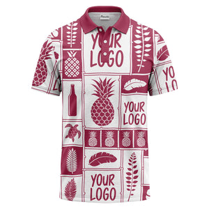 graphic pineapple & palm leaf repeat polo shirt for men