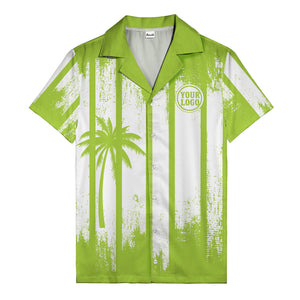 grunge monochrome palm tree silhouettes & stripe hawaiian shirt for men