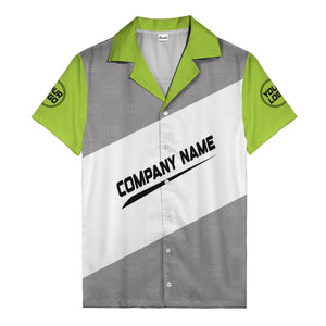monochrome diagonal stripes & custom logo company name hawaiian shirt