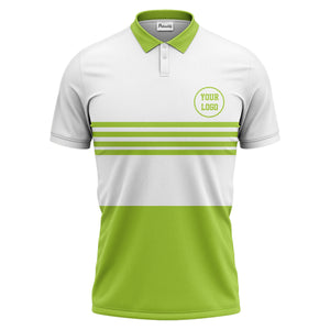 monochrome horizontal stripes & circular logo modern minimalist polo shirt for men