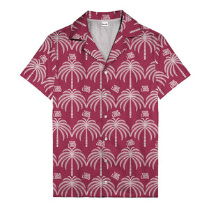 monochrome palm tree & custom logo repeat hawaiian shirt for men