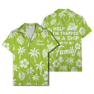 monochrome palm trees and hibiscus hawaiian shirt for men