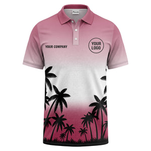monochrome palm trees ombre gradient sky polo shirt for men