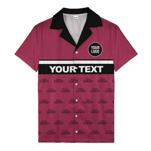 personalized logo & text striped hawaiian shirt for teams