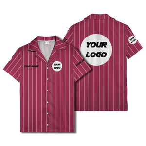 pinstripe baseball jersey hawaiian shirt with custom name & number