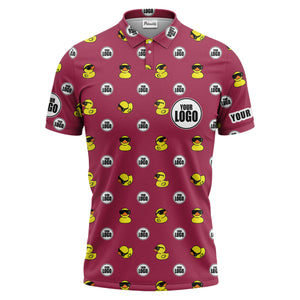 rubber duck repeat cartoon pattern custom logo black polo shirt for men