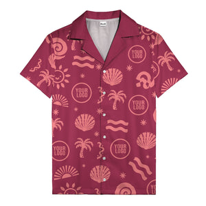 silver palm trees seashells sun waves vintage cartoon hawaiian shirt