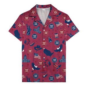 vintage cartoon statue of liberty & eagles patriotic hawaiian shirt