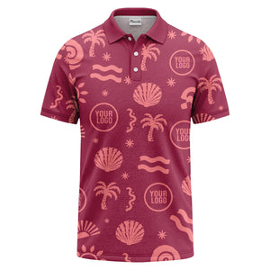 watercolor palm trees seashells waves polo shirt for beach vacation