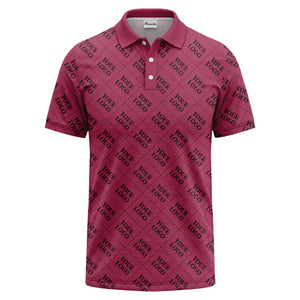 your logo diamond grid monochrome custom polo shirt for men