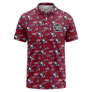 bald eagles golf bags fireworks patriotic polo shirt for men