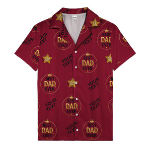 best dad ever gold crown circle repeat pattern hawaiian shirt for men