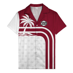 black and white palm trees curved stripes hawaiian shirt