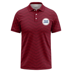 black chevron dot geometric pattern custom logo polo shirt for men