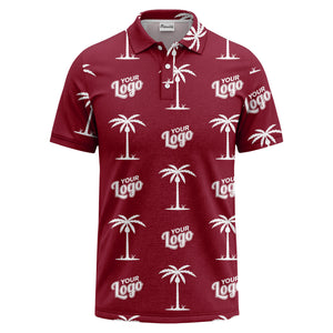 black gold palm trees & customizable logos graphic polo shirt
