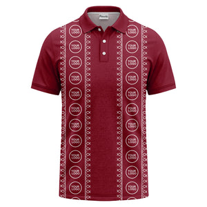 black white fish symbol repeat pattern golf polo shirt