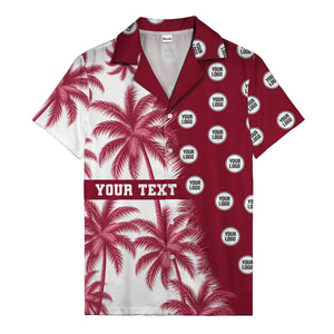 black & white palm tree repeat & custom logo hawaiian shirt for men