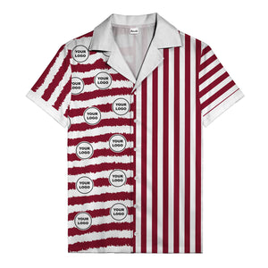 bold black-white stripe & circular logo hawaiian shirt