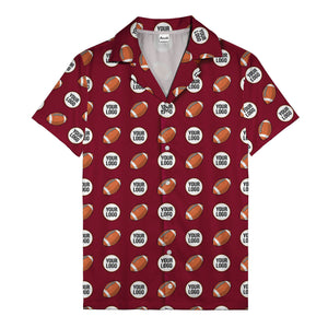 cartoon football field custom logo pattern black hawaiian shirt for men