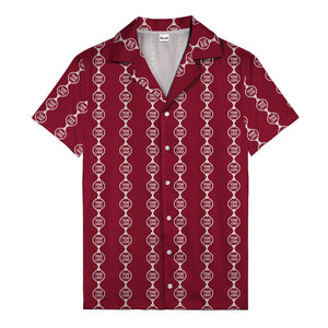 chain link custom logos black white all over hawaiian shirt