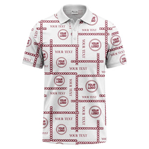 chain link grid custom logo monochrome polo shirt for men