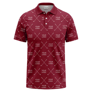 crossed golf clubs & logo repeat graphic polo shirt for men