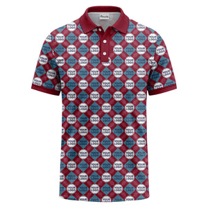 custom diamond grid circular logos polo shirt for men