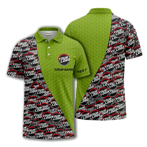 custom logo circles & hexagons grid polo shirt for men