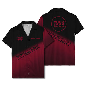 custom logo gradient black white corporate hawaiian shirt