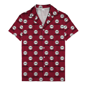 custom logo & name repeat pattern black hawaiian shirt for men