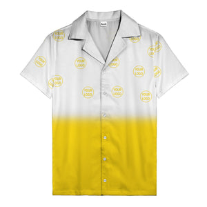 custom logo ombre gradient black white hawaiian shirt