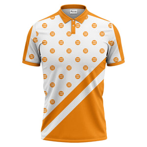 custom logo repeat diagonal stripe black & white polo shirt