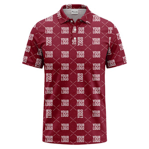 custom logo repeat diamond grid black white polo shirt
