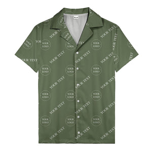 custom logo & text repeat black hawaiian shirt for personalized branding