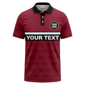 custom monogram logo repeat & text banner all over polo shirt