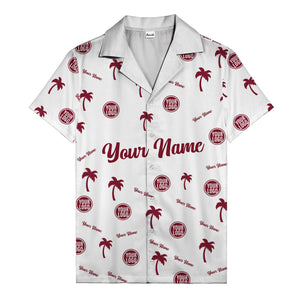 custom palm tree silhouette & name logo black white hawaiian shirt
