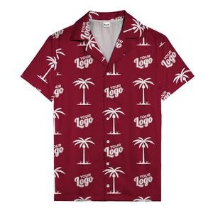 custom palm trees & your logo repeat black gold hawaiian shirt