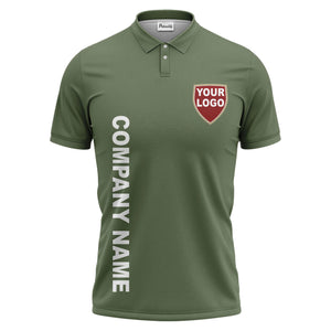 custom shield logo vertical text corporate branded polo shirt