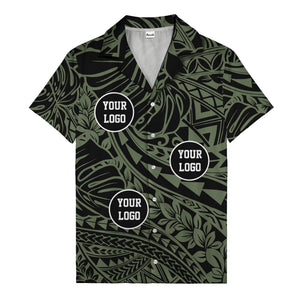 customizable logo circles pattern black hawaiian shirt for men