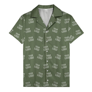 customizable repeat logo monochrome black hawaiian shirt for men