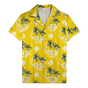 diamond waves & palm trees graphic hawaiian shirt for men