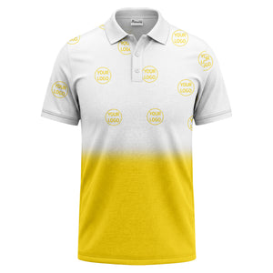 gradient black white custom logo repeat polo shirt