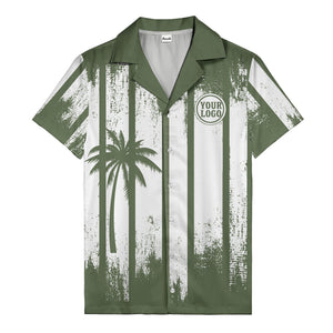 grunge monochrome palm tree silhouettes & stripe hawaiian shirt for men