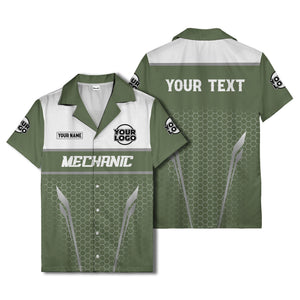 hexagon mechanic logo grid hawaiian shirt for automotive pros