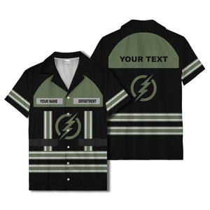 lightning bolt superhero uniform patch hawaiian shirt for men