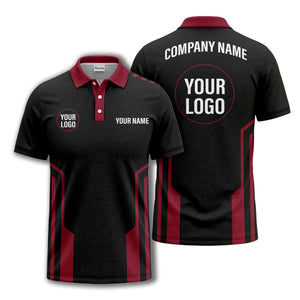 modern black white geometric stripes custom logo polo shirt