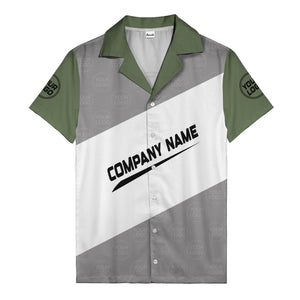 monochrome diagonal stripes & custom logo company name hawaiian shirt