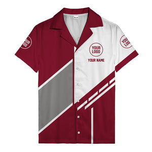 monochrome diagonal stripes & custom logo modern hawaiian shirt